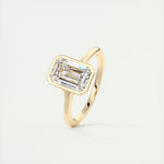 Load image into Gallery viewer, 3.50 CT Split Shank Emerald Bezel Set Solitaire Engagement Ring