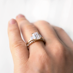 Load image into Gallery viewer, 1.50 CT Emerald Cut Moissanite 5 Stone Engagement Ring 18K Solid Yellow Gold Ring