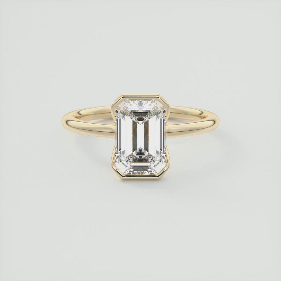 2 CT Emerald Flush Stacking Half Bezel Solitaire Moissanite Engagement Ring