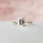 Load image into Gallery viewer, 2 CT Emerald Cut Moissanite Distance Pave Engagement Ring 18K Solid Yellow Gold Ring