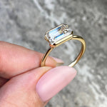 Load image into Gallery viewer, 3 CT Emerald Flush Stacking Half Bezel Solitaire Moissanite Engagement Ring