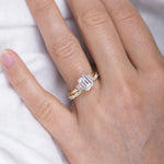 Load image into Gallery viewer, 1.50 CT Emerald Cut Moissanite 5 Stone Engagement Ring 18K Solid Yellow Gold Ring