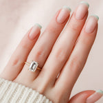 Load image into Gallery viewer, 2.50 CT Emerald Cut Moissanite Hidden Halo Engagement Ring