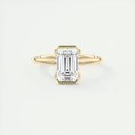 Load image into Gallery viewer, 2 CT Emerald Flush Stacking Half Bezel Solitaire Moissanite Engagement Ring