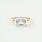Load image into Gallery viewer, 2 CT East West Emerald Bezel Solitaire Moissanite Engagement Ring