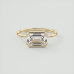 Load image into Gallery viewer, 3 CT Emerald Flush Stacking Half Bezel Solitaire Moissanite Engagement Ring