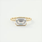 Load image into Gallery viewer, 3 CT Emerald Flush Stacking Half Bezel Solitaire Moissanite Engagement Ring