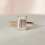 Load image into Gallery viewer, 2.50 CT Emerald Cut Moissanite Hidden Halo Engagement Ring