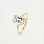 Load image into Gallery viewer, 2 CT Emerald Flush Stacking Half Bezel Solitaire Moissanite Engagement Ring