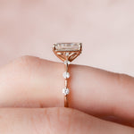 Load image into Gallery viewer, 2 CT Emerald Cut Moissanite Distance Pave Engagement Ring 18K Solid Yellow Gold Ring