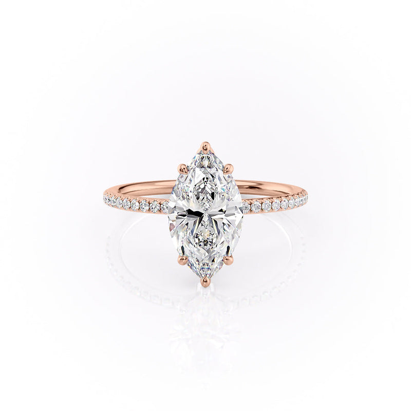 2 CT Marquise Lab Grown Diamond Pave Unique Engagement Ring