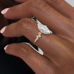 Load image into Gallery viewer, 2 CT Solitaire Cluster Ring With Marquise Moissanite Ring