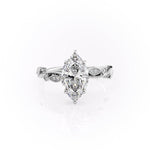 Load image into Gallery viewer, 2 CT Marquise Lab Grown Leaf Style Engagement Ring