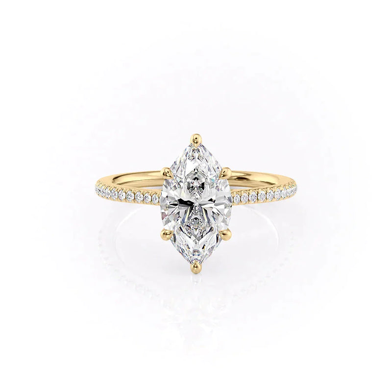 3 CT Marquise Cut Moissanite Pave Engagement Ring