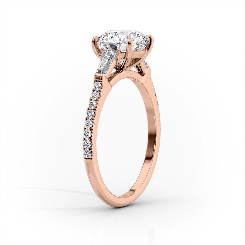 2 CT Marquise Lab Grown Three Stone Pave Engagement Ring