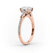 2 CT Marquise Lab Grown Three Stone Pave Engagement Ring
