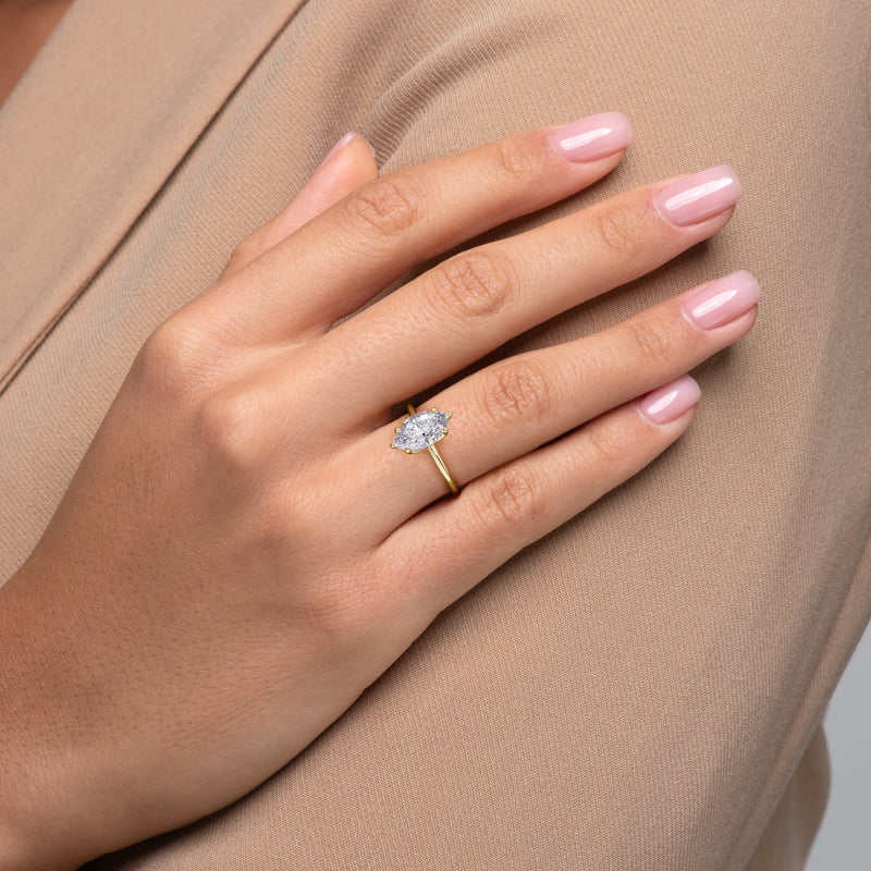 2.5 CT Marquise Cut 6 Prong Solitaire Ring Moissanite Engagement Ring