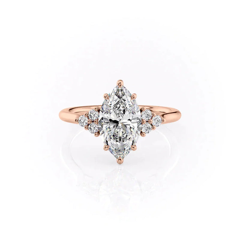 2 CT Marquise Cut Moissanite Unique Cluster Diamond Engagement Ring