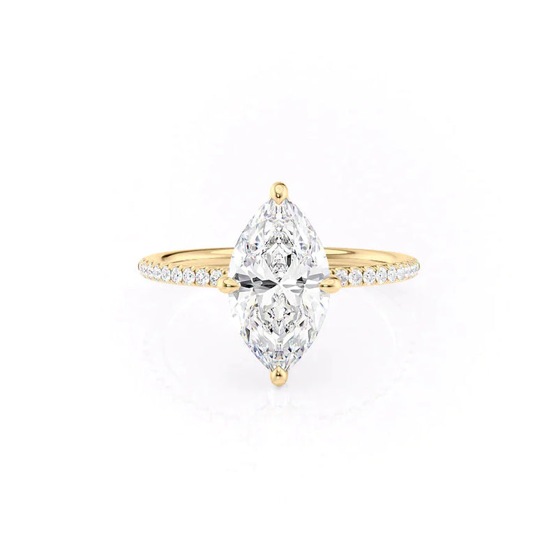 3 CT Marquise Cut Moissanite Pave Band Engagement Ring