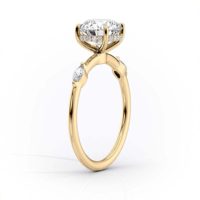 2.5 CT Marquise Moissanite Distance Pave Hidden Halo Engagement Ring