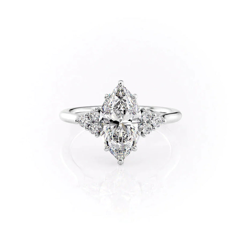2 CT Marquise Cut Moissanite Unique Cluster Diamond Engagement Ring