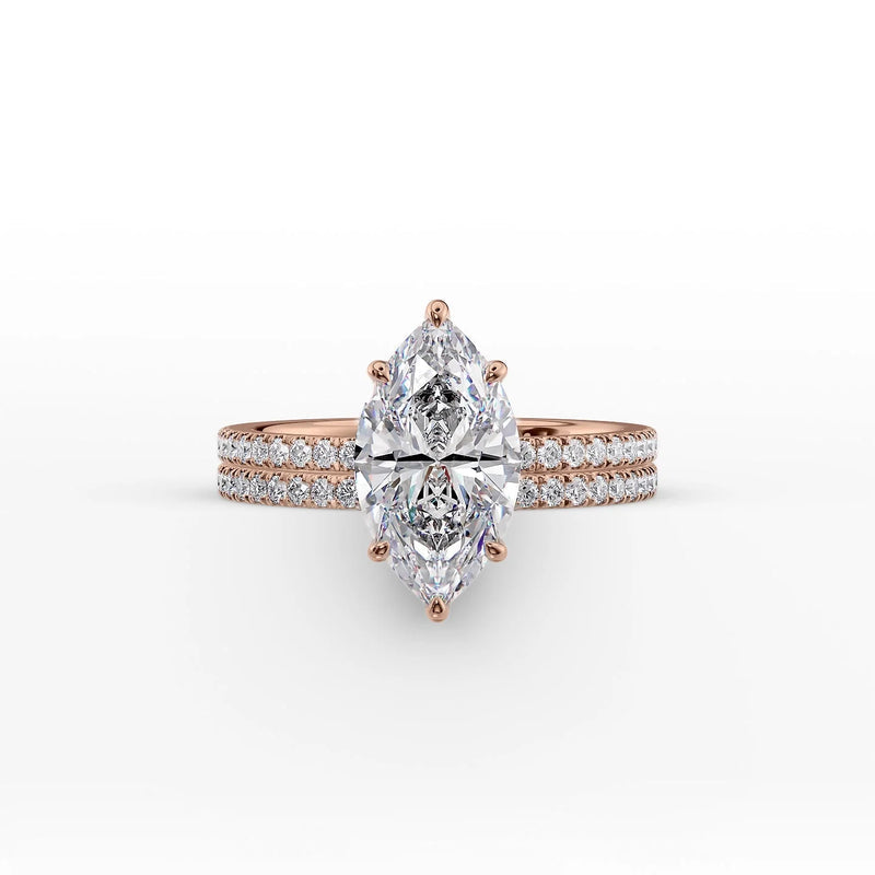 2 CT Marquise Cut Moissanite Pave Setting Engagement Ring
