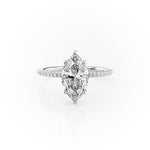 Load image into Gallery viewer, 2 CT Marquise Lab Grown Pave Hidden Halo Engagement Ring