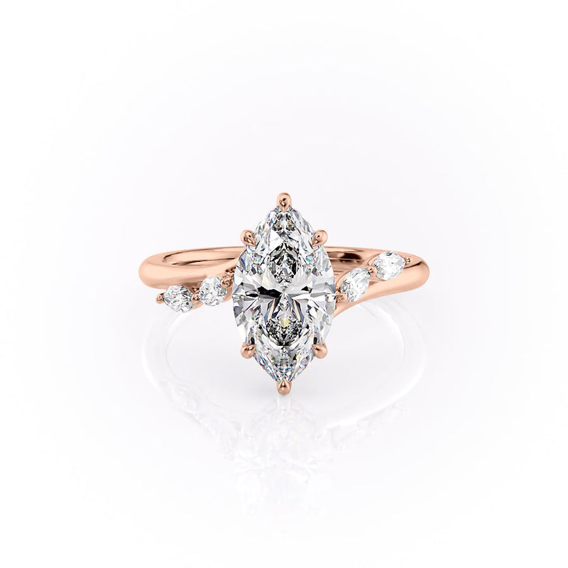 3CT Marquise Cut Lab Grown Diamond Cluster Split Band Engagement Ring Unique Anniversary Ring Gift For Her