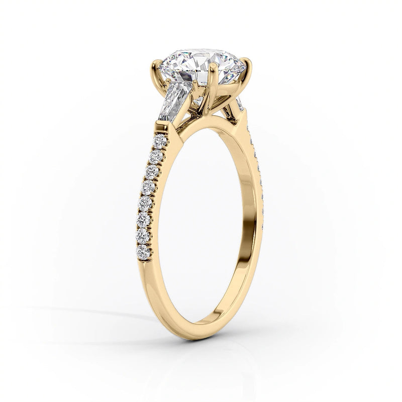 2 CT Marquise Lab Grown Three Stone Pave Engagement Ring