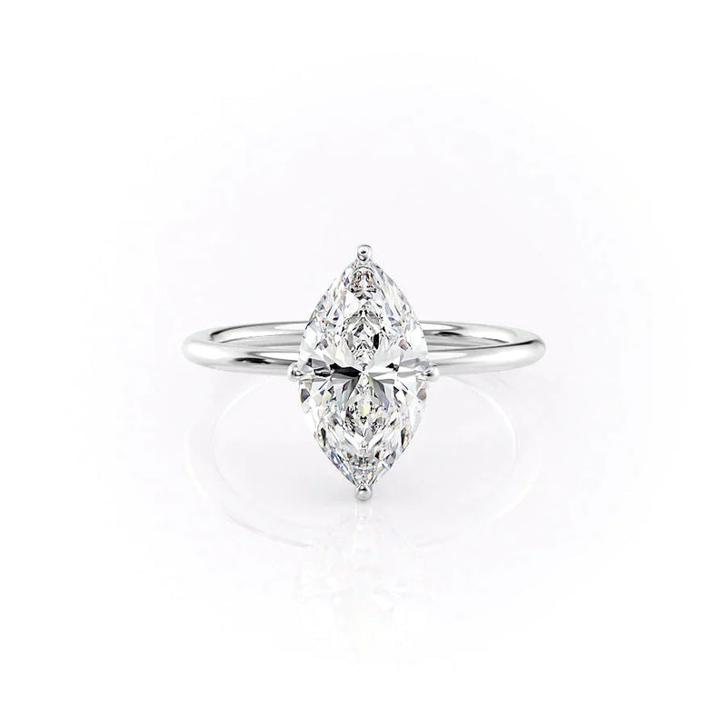 2.5 CT Marquise Cut Moissanite Halo Solitaire Engagement Ring