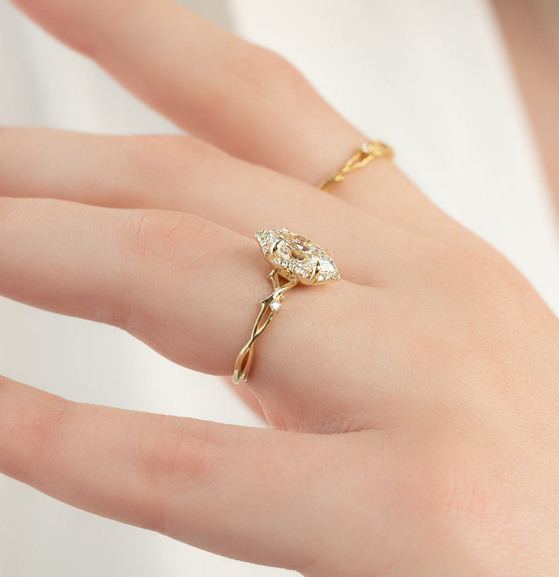 2 CT Marquise Cut Moissanite Spilt Band Engagement Ring
