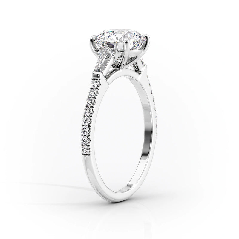 2 CT Marquise Lab Grown Three Stone Pave Engagement Ring
