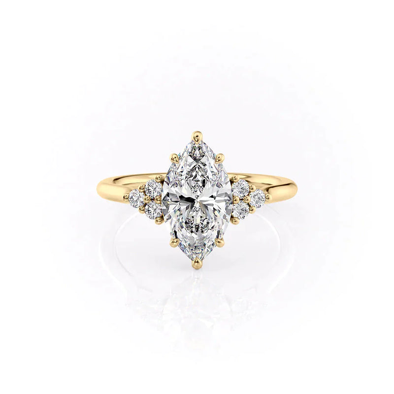 2 CT Marquise Cut Moissanite Unique Cluster Diamond Engagement Ring