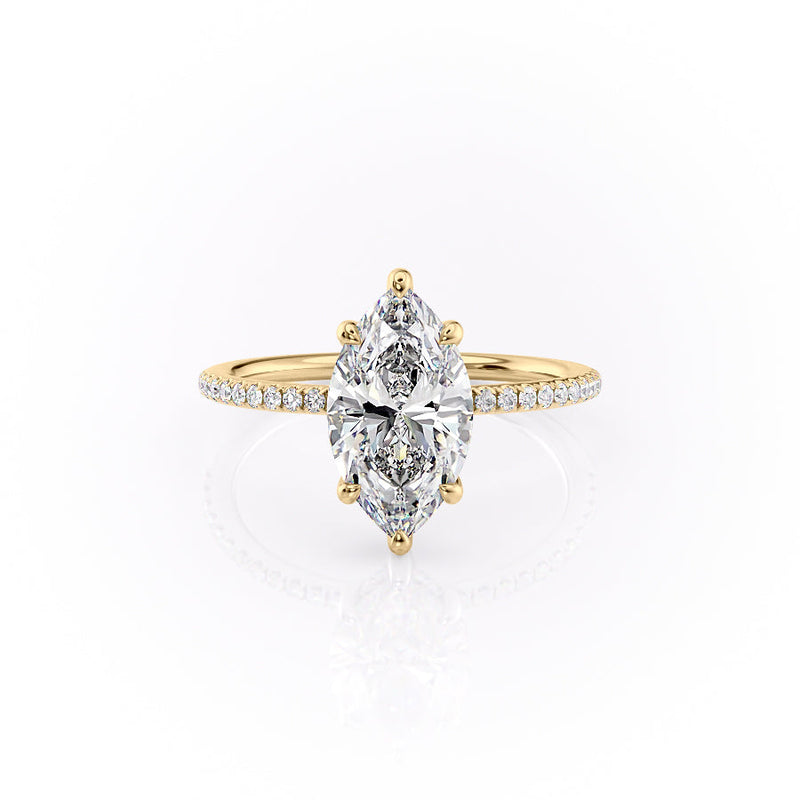 2 CT Marquise Lab Grown Pave Hidden Halo Engagement Ring