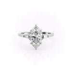 Load image into Gallery viewer, 2 CT Marquise Lab Grown Three Stone Pave Engagement Ring