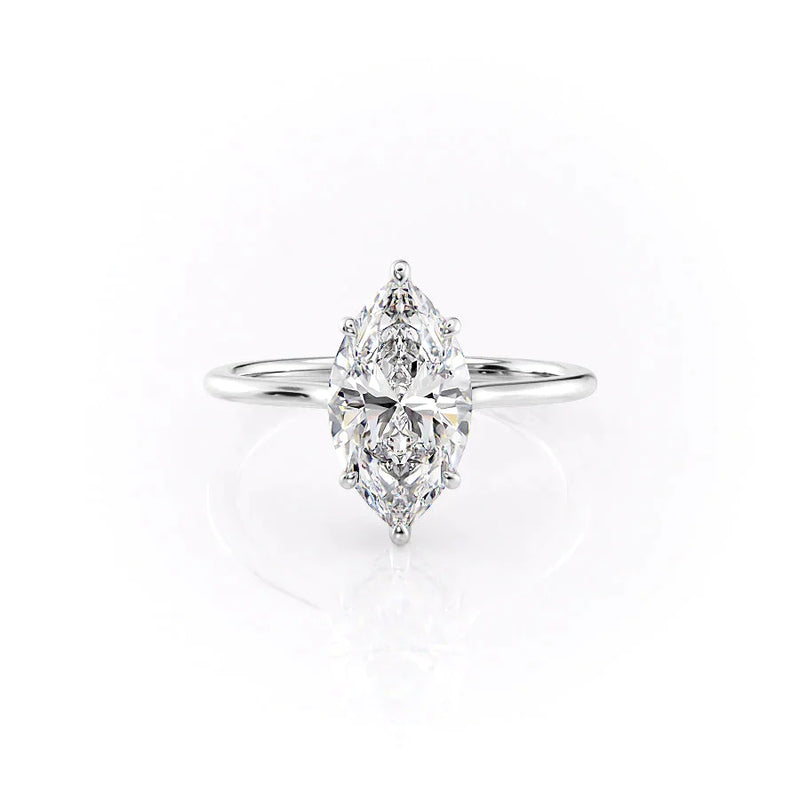 2.50 CT Marquise Cut Moissanite Diamond Halo Solitaire Engagement Ring