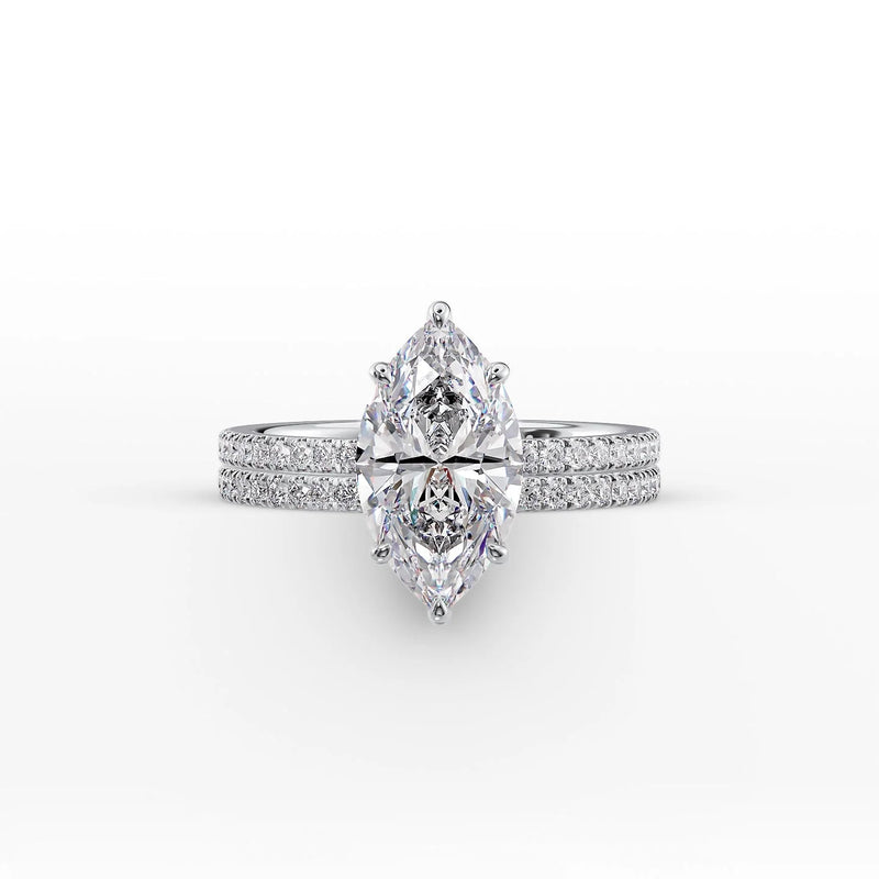 2 CT Marquise Cut Moissanite Pave Setting Engagement Ring