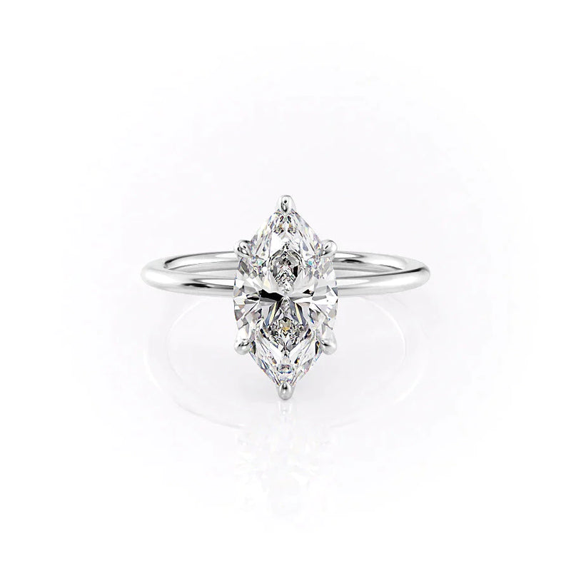 2.5 CT Marquise Cut Moissanite 4 Prong Solitaire Engagement Ring
