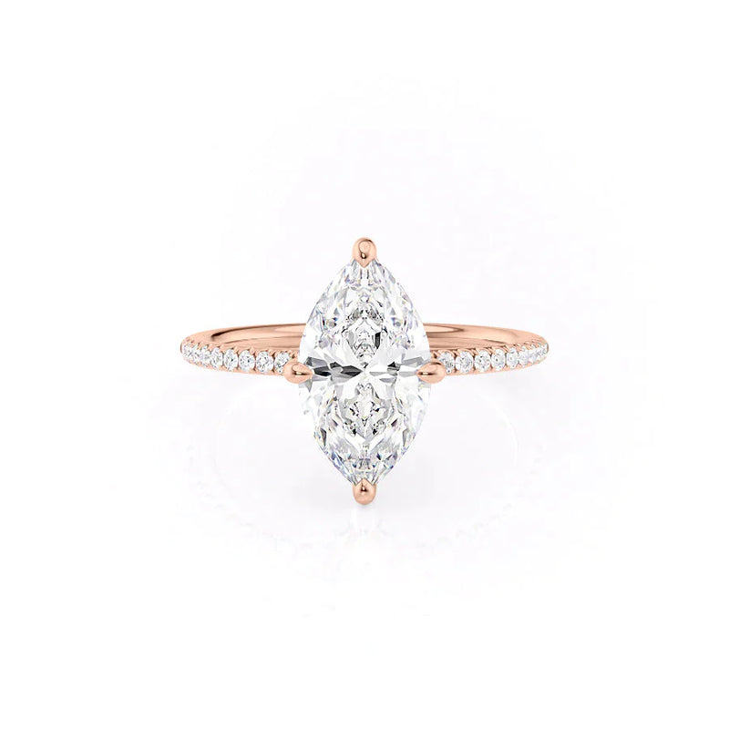 3 CT Marquise Cut Moissanite Pave Band Engagement Ring
