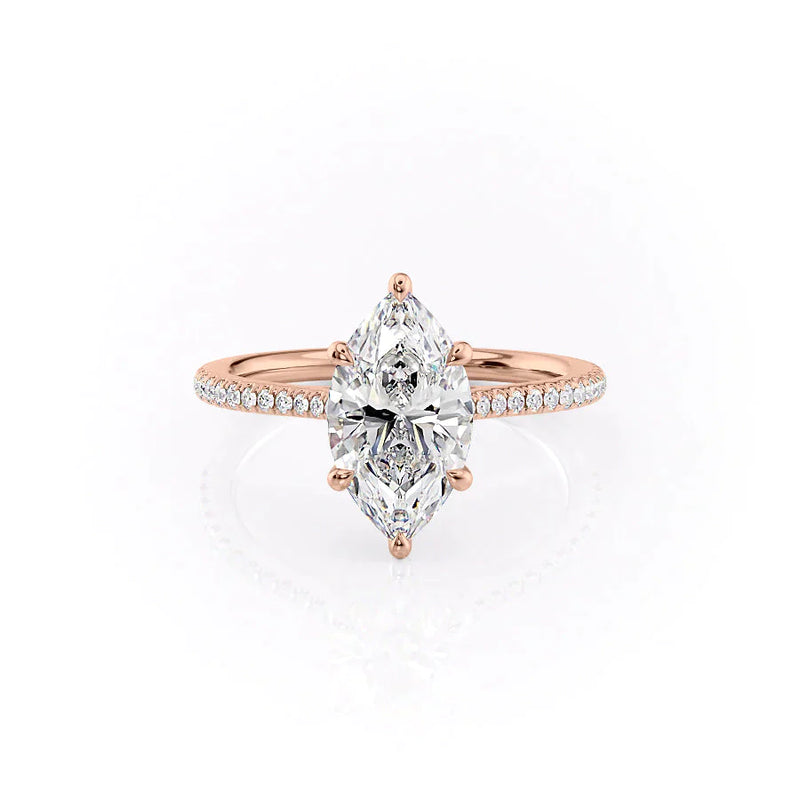 3 CT Marquise Cut Moissanite Pave Engagement Ring