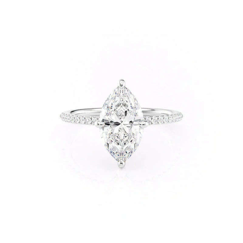 3 CT Marquise Cut Moissanite Pave Band Engagement Ring