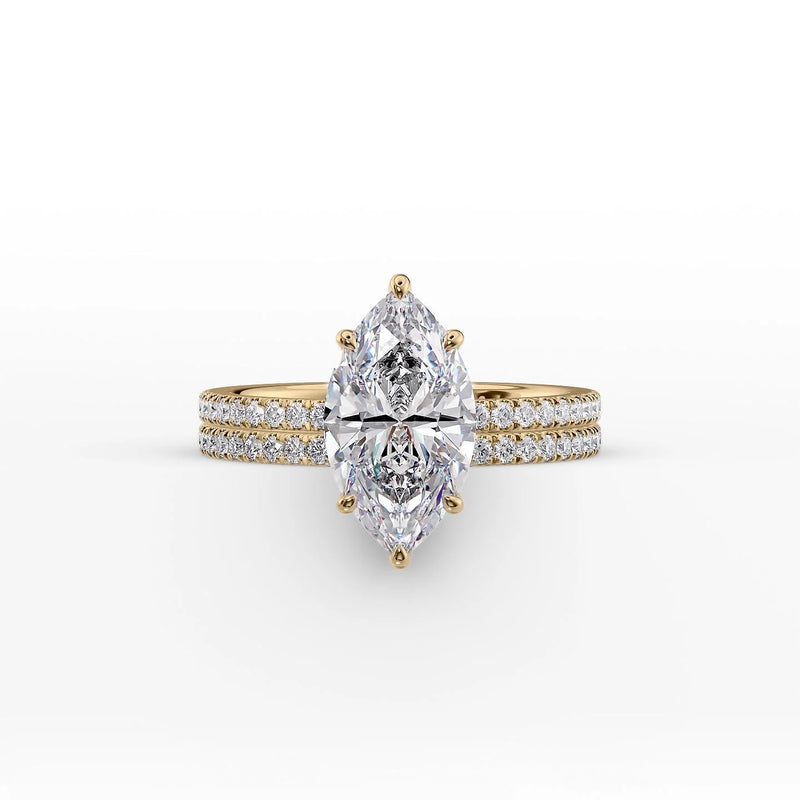 2 CT Marquise Cut Moissanite Pave Setting Engagement Ring