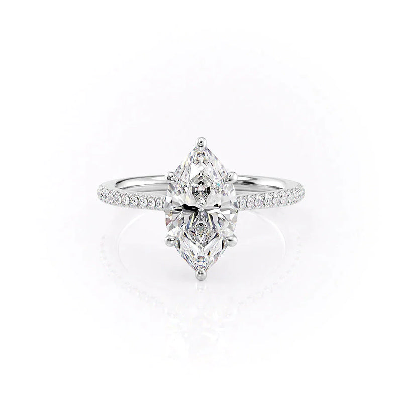 3 CT Marquise Cut Moissanite Pave Engagement Ring
