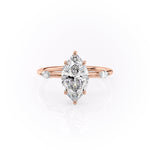 Load image into Gallery viewer, 2.5 CT Marquise Moissanite Distance Pave Hidden Halo Engagement Ring