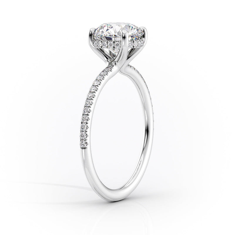 2 CT Marquise Lab Grown Pave Hidden Halo Engagement Ring