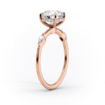 Load image into Gallery viewer, 2.5 CT Marquise Moissanite Distance Pave Hidden Halo Engagement Ring