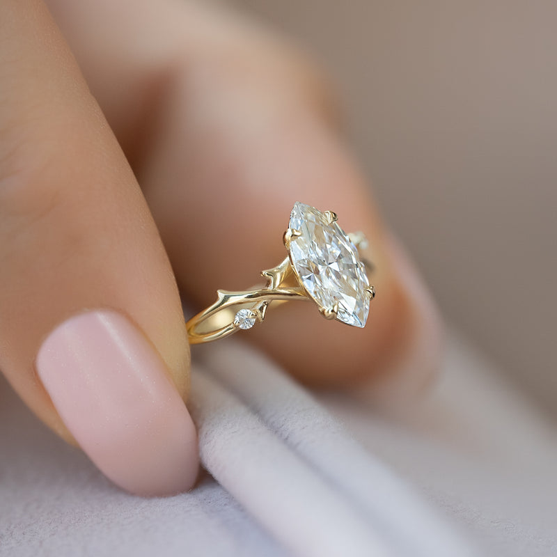 1.50 CT Marquise Cut Wing Styles Moissanite Engagement Ring