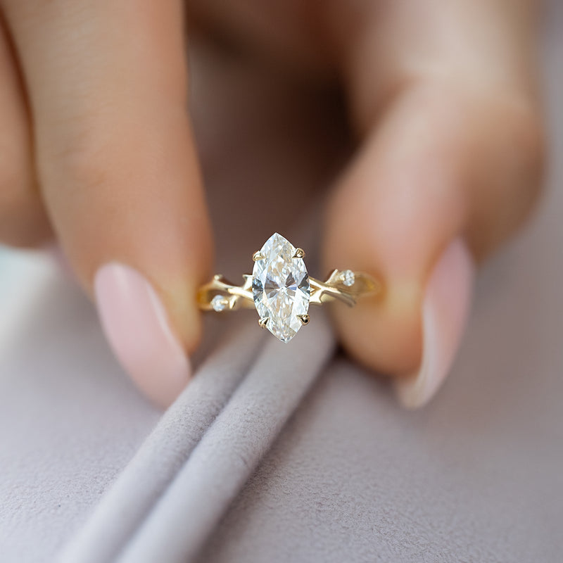 1.50 CT Marquise Cut Wing Styles Moissanite Engagement Ring