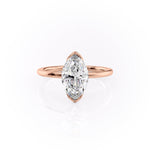 Load image into Gallery viewer, 1 CT Marquise Moissanite Half Bezel solitaire Engagement Ring