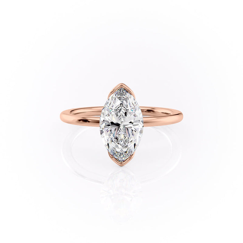 1 CT Marquise Moissanite Half Bezel solitaire Engagement Ring